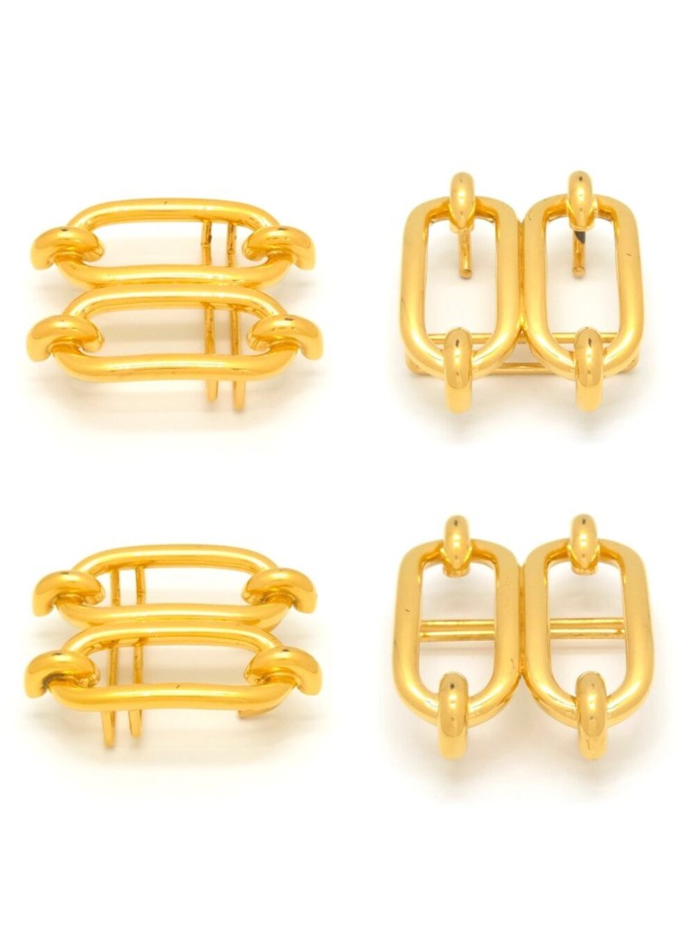 Hermes Double Anchor Chain Motif Belt Buckle Inner Diameter Gold Polished Metal